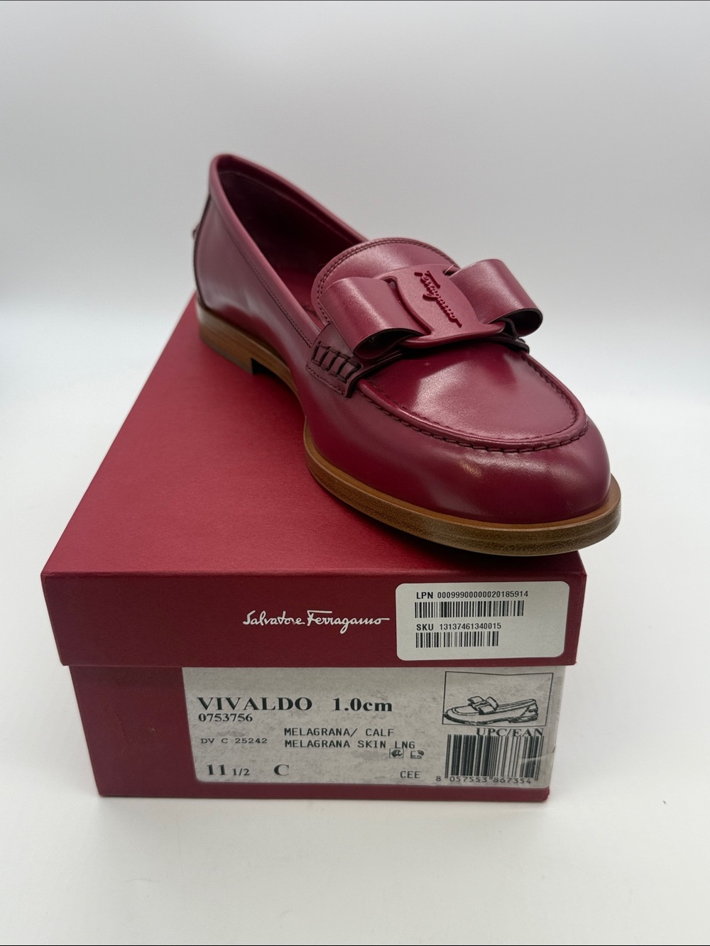 Salvatore Ferragamo Melagrana Vara Bow Loafer in Deep Pomegranate